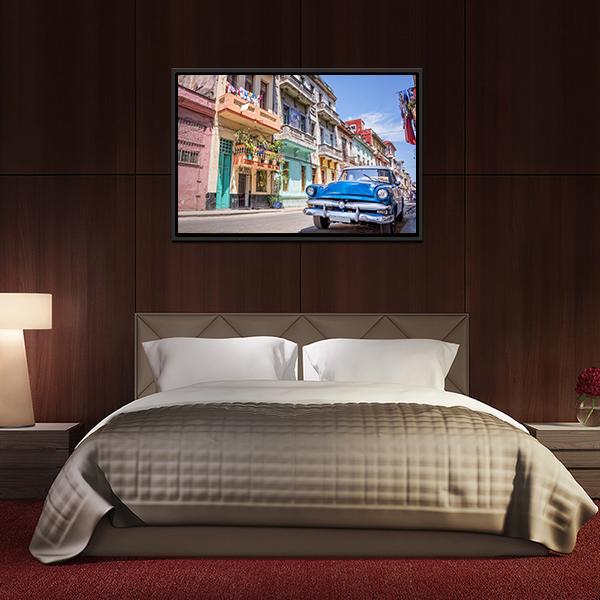 Blue Vintage Car Canvas Wall Art-5 Horizontal-Gallery Wrap-22" x 12"-Tiaracle