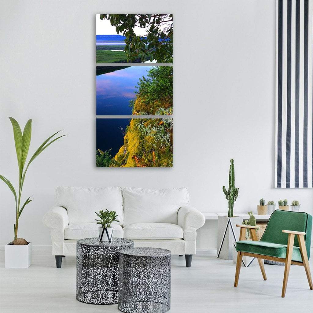 Blue Water Lake Vertical Canvas Wall Art-3 Vertical-Gallery Wrap-12" x 25"-Tiaracle
