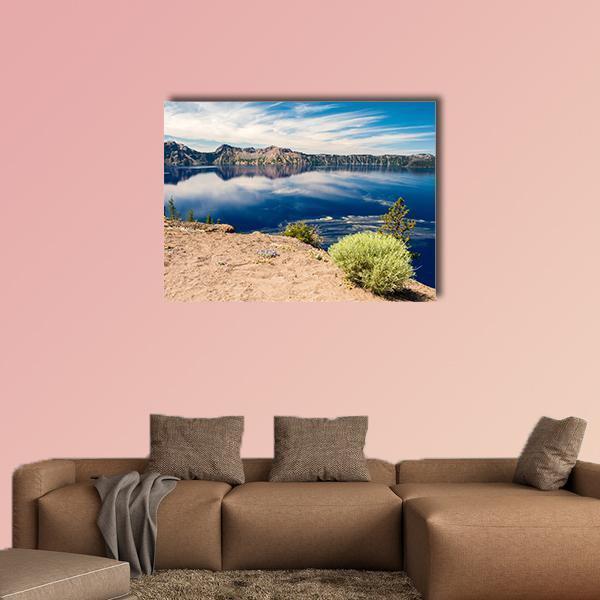 Blue Waters Of Crater Lake Canvas Wall Art-1 Piece-Gallery Wrap-36" x 24"-Tiaracle