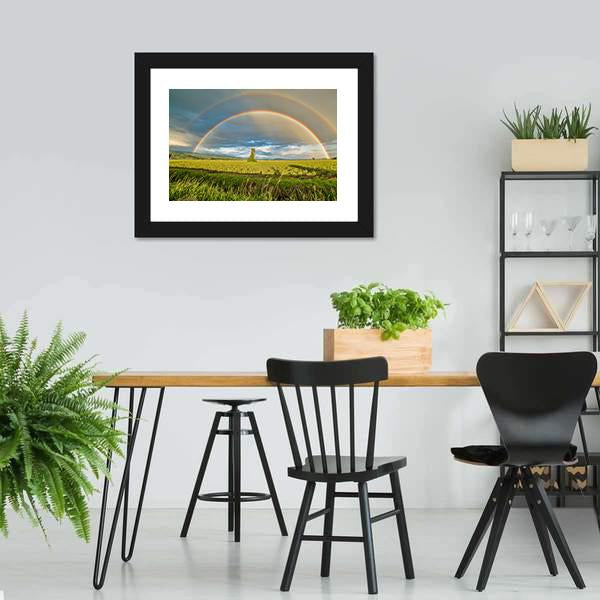 Blueberry Field Under Rainbow Canvas Wall Art-5 Horizontal-Gallery Wrap-22" x 12"-Tiaracle