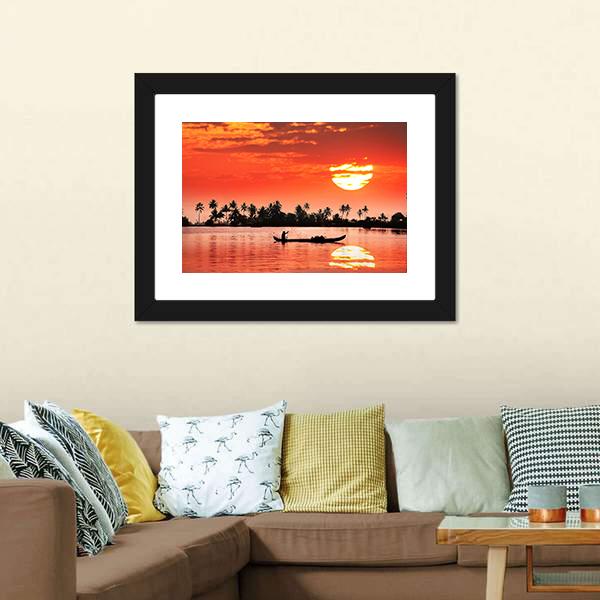 Boat & Fisherman Canvas Wall Art-3 Horizontal-Gallery Wrap-25" x 16"-Tiaracle