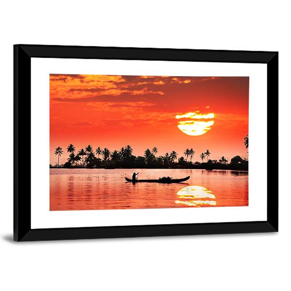 Boat & Fisherman Canvas Wall Art-5 Horizontal-Gallery Wrap-22" x 12"-Tiaracle