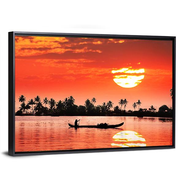 Boat & Fisherman Canvas Wall Art-5 Horizontal-Gallery Wrap-22" x 12"-Tiaracle