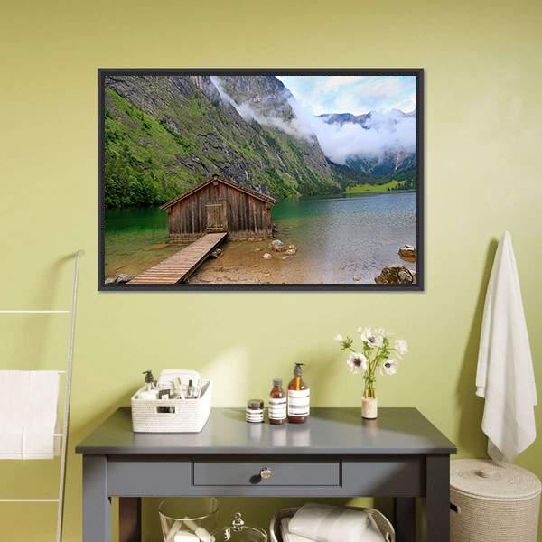 House At Obersee Lake Canvas Wall Art-3 Horizontal-Gallery Wrap-25" x 16"-Tiaracle