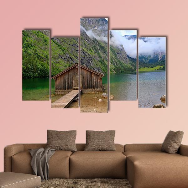 House At Obersee Lake Canvas Wall Art-5 Pop-Gallery Wrap-47" x 32"-Tiaracle