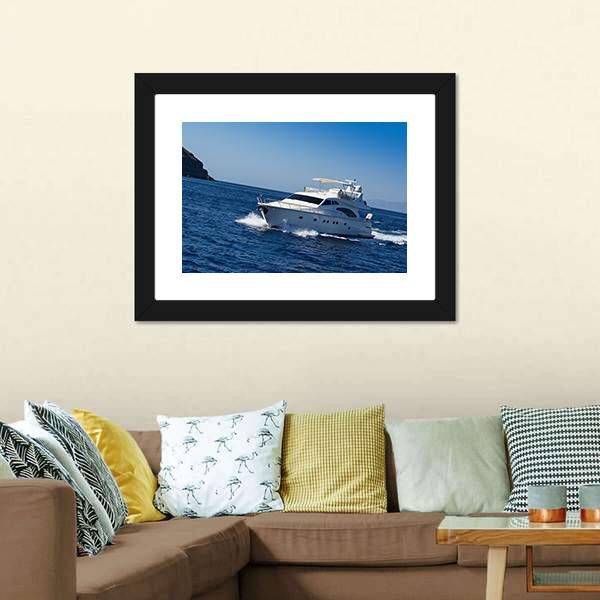 Boat In Deep Blue Water Canvas Wall Art-3 Horizontal-Gallery Wrap-25" x 16"-Tiaracle