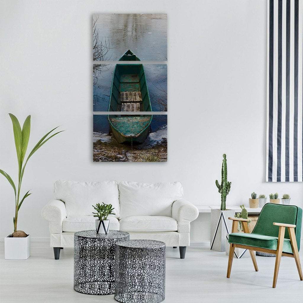 Boat In Kahn River Vertical Canvas Wall Art-3 Vertical-Gallery Wrap-12" x 25"-Tiaracle