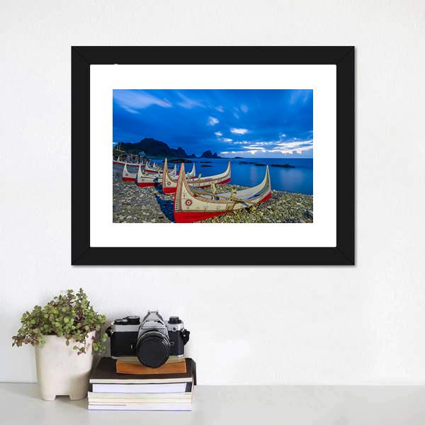 Boats At Orchid Island Canvas Wall Art-1 Piece-Framed Print-30" x 20"-Tiaracle