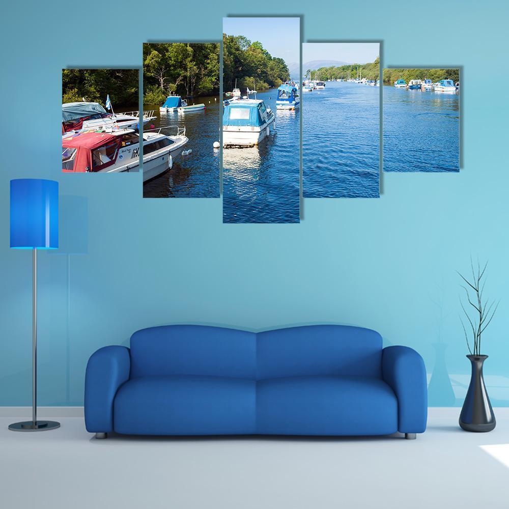 Boats On Loch Lomond Canvas Wall Art-5 Star-Gallery Wrap-62" x 32"-Tiaracle