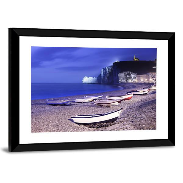 Boats On Normandy Canvas Wall Art-5 Horizontal-Gallery Wrap-22" x 12"-Tiaracle