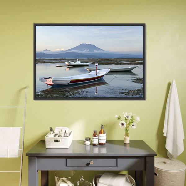 Small Boats On Reefs Canvas Wall Art-3 Horizontal-Gallery Wrap-25" x 16"-Tiaracle