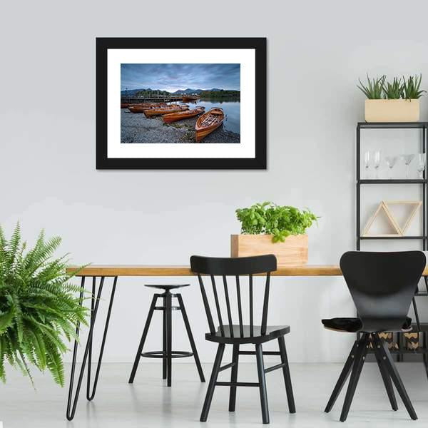 Boats On Shore Canvas Wall Art-3 Horizontal-Gallery Wrap-25" x 16"-Tiaracle