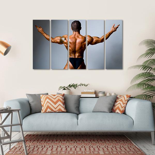 Bodybuilder Showing His Biceps Canvas Wall Art-5 Horizontal-Gallery Wrap-22" x 12"-Tiaracle