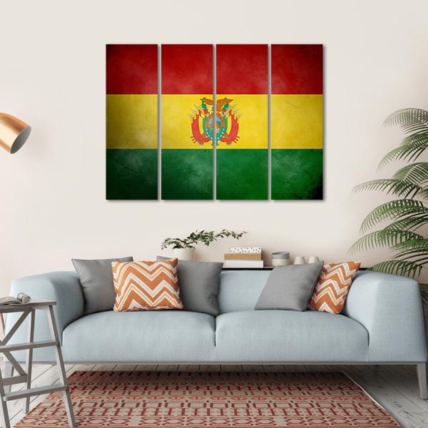 Bolivia Flag Canvas Wall Art-4 Horizontal-Gallery Wrap-34" x 24"-Tiaracle
