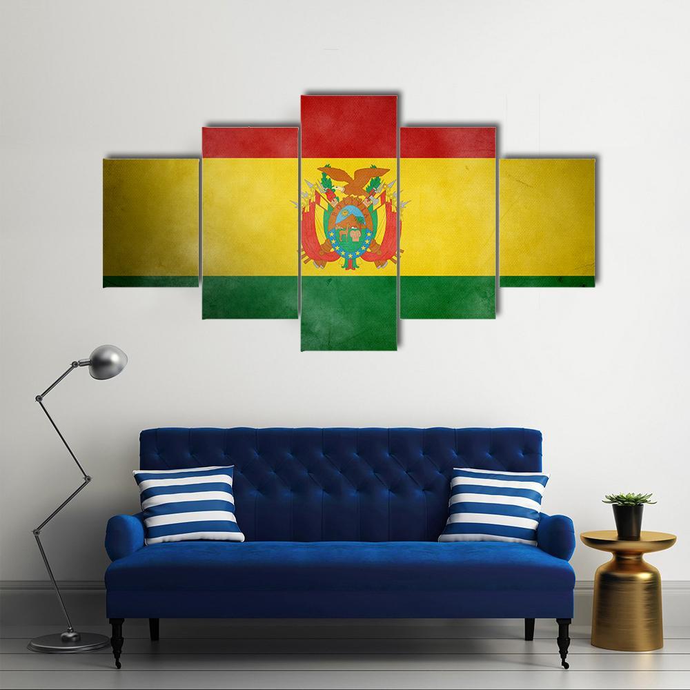 Bolivia Flag Canvas Wall Art-5 Star-Gallery Wrap-62" x 32"-Tiaracle