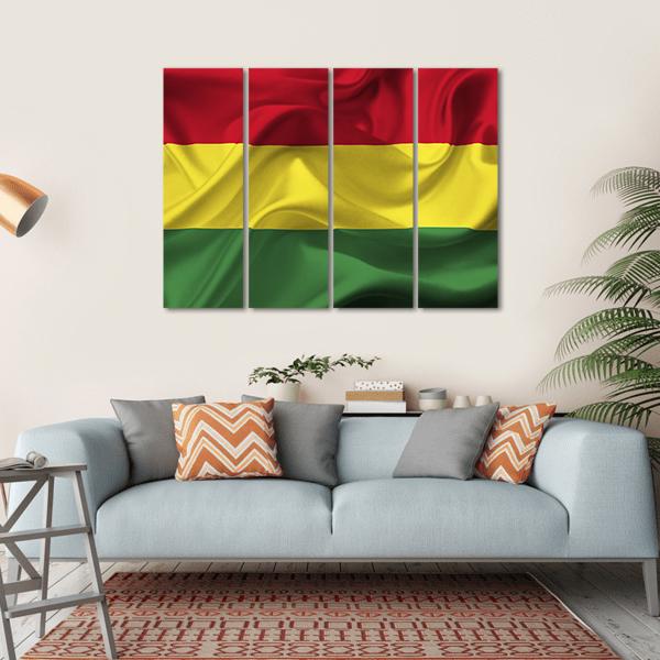 Bolivia Waving Flag Canvas Wall Art-4 Horizontal-Gallery Wrap-34" x 24"-Tiaracle