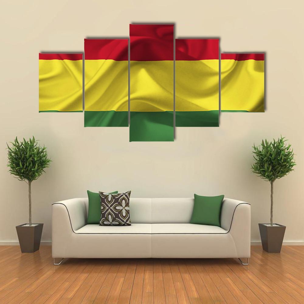 Bolivia Waving Flag Canvas Wall Art-5 Star-Gallery Wrap-62" x 32"-Tiaracle