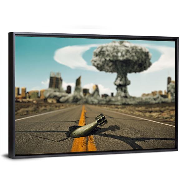 Bomb On The Road Canvas Wall Art-3 Horizontal-Gallery Wrap-25" x 16"-Tiaracle