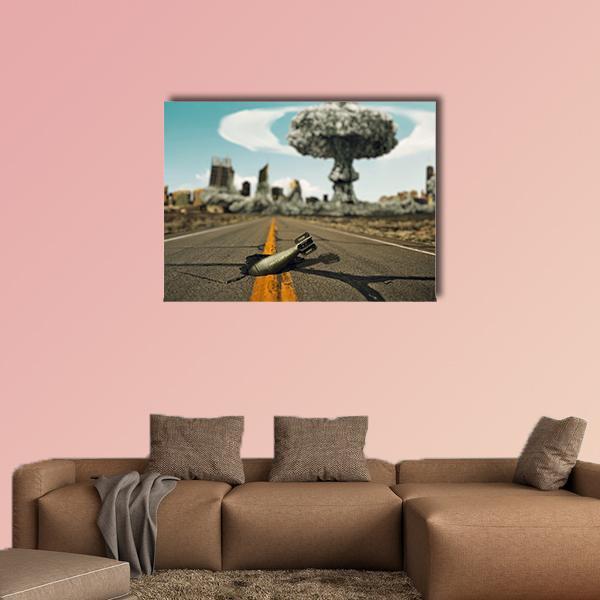 Bomb On The Road Canvas Wall Art-1 Piece-Gallery Wrap-48" x 32"-Tiaracle