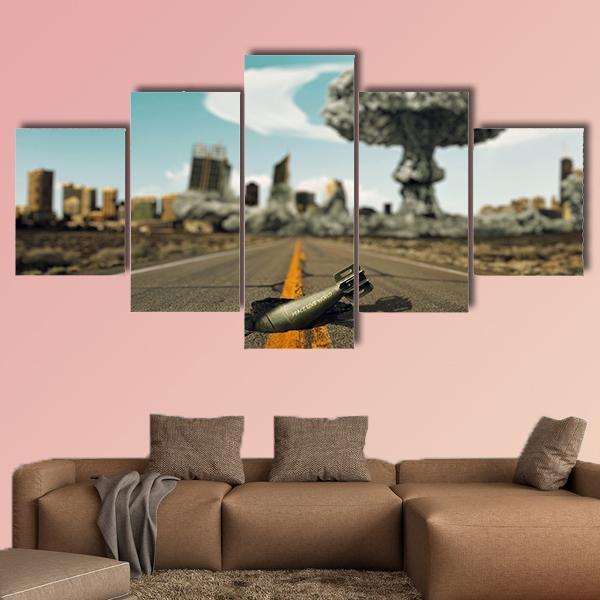 Bomb On The Road Canvas Wall Art-5 Star-Gallery Wrap-62" x 32"-Tiaracle