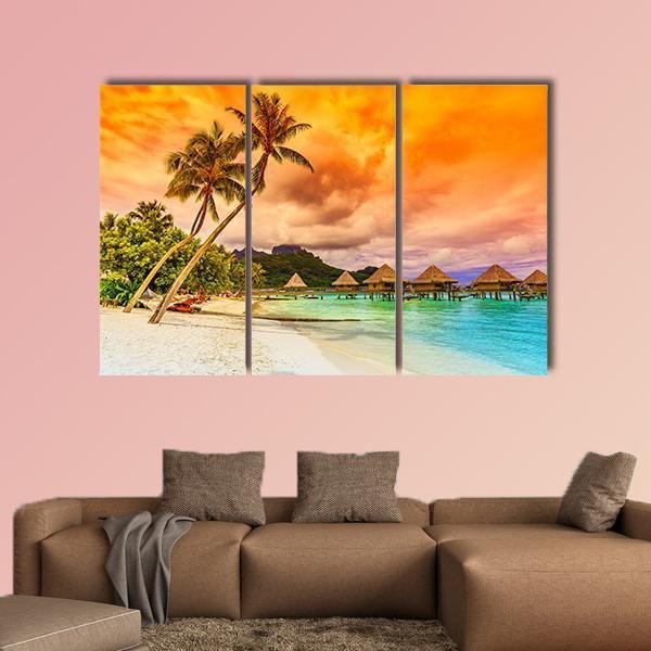 Bora Bora Island French Canvas Wall Art-3 Horizontal-Gallery Wrap-37" x 24"-Tiaracle