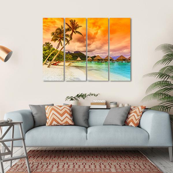Bora Bora Island French Canvas Wall Art-4 Horizontal-Gallery Wrap-34" x 24"-Tiaracle