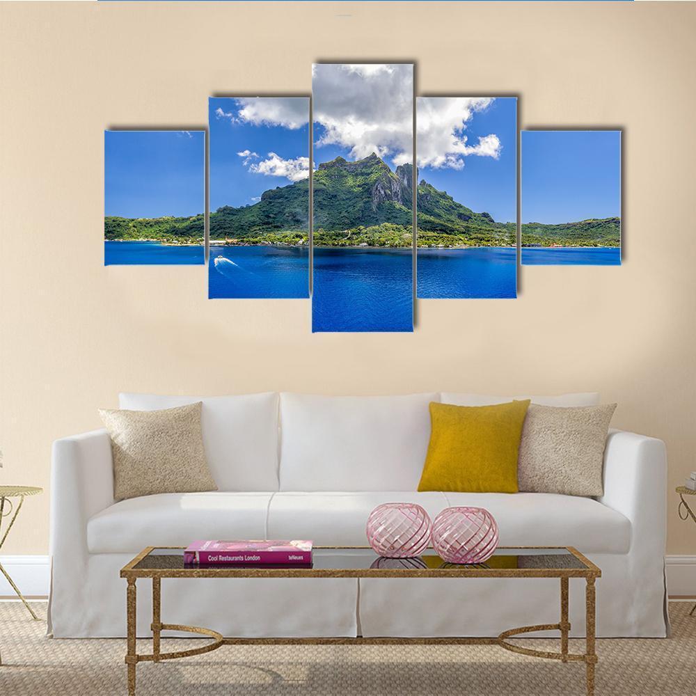 Bora Bora Mountain Canvas Wall Art-5 Star-Gallery Wrap-62" x 32"-Tiaracle