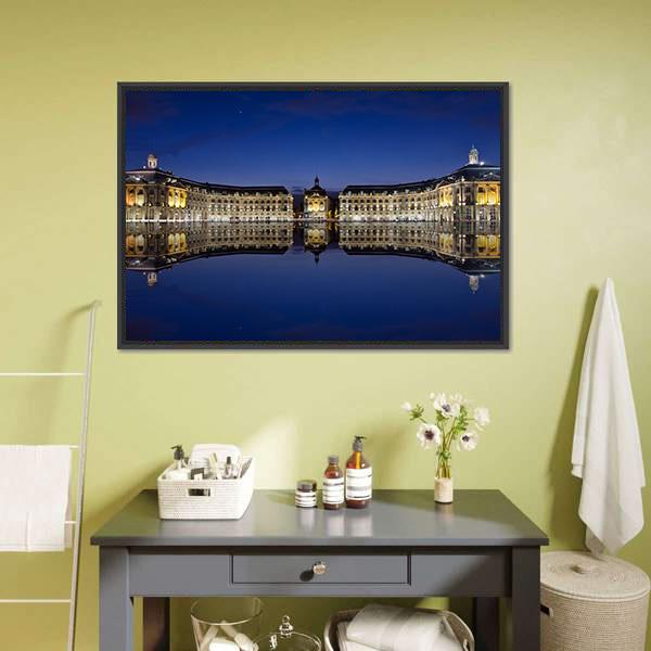 Bordeaux Reflection In Water Canvas Wall Art-3 Horizontal-Gallery Wrap-25" x 16"-Tiaracle