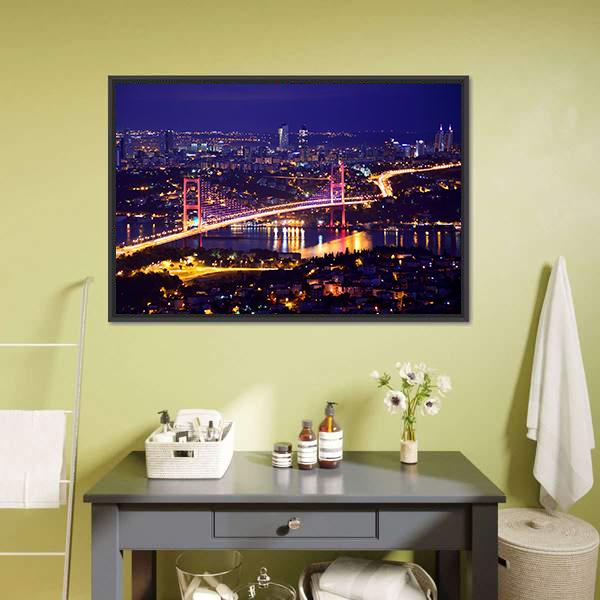 Bosphorus Bridge Istanbul Canvas Wall Art-3 Horizontal-Gallery Wrap-25" x 16"-Tiaracle