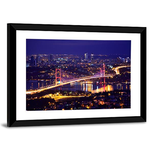 Bosphorus Bridge Istanbul Canvas Wall Art-3 Horizontal-Gallery Wrap-25" x 16"-Tiaracle