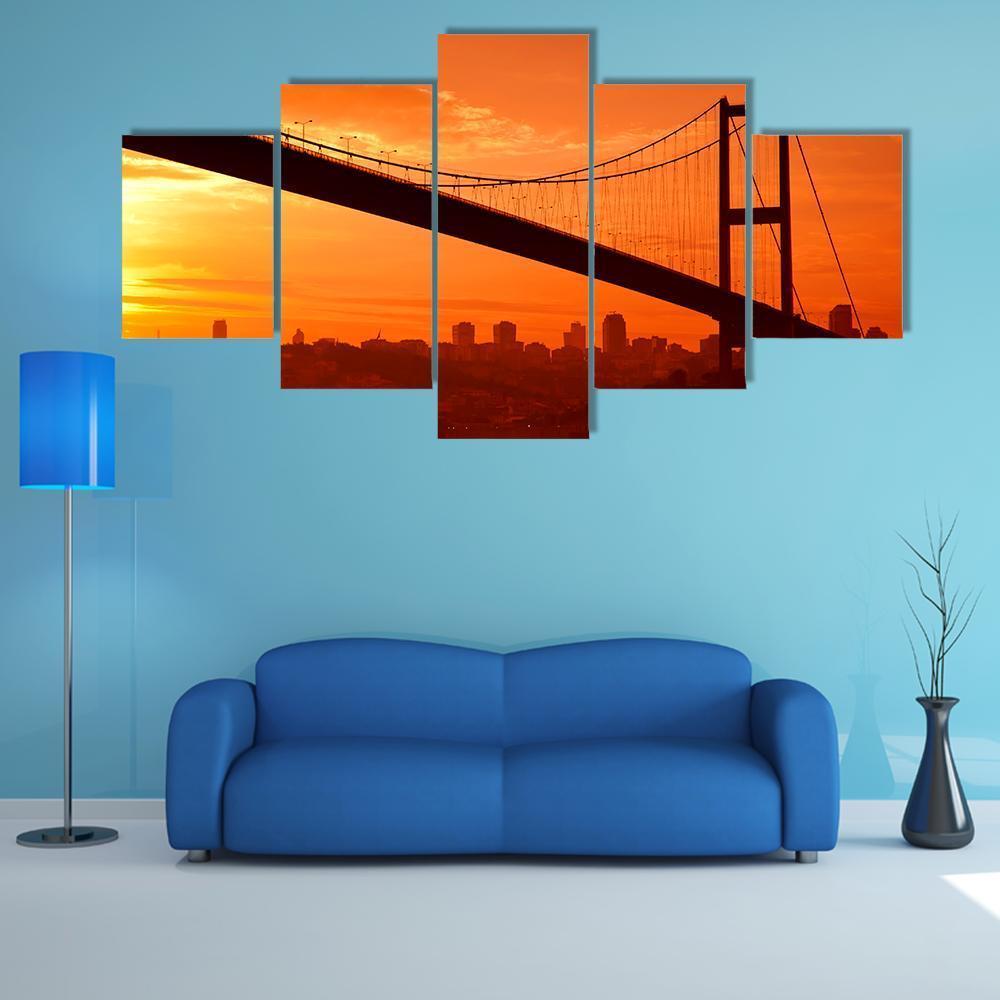 Bosphorus Bridge Canvas Wall Art-5 Star-Gallery Wrap-62" x 32"-Tiaracle