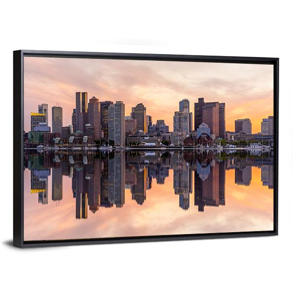 Boston Downtown Skyline Canvas Wall Art-3 Horizontal-Gallery Wrap-25" x 16"-Tiaracle