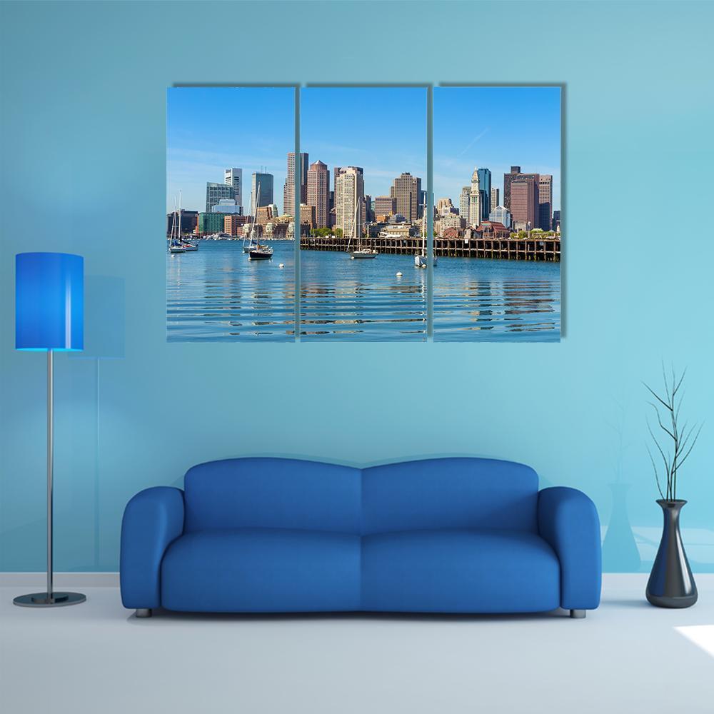 Boston Skyline Canvas Wall Art-3 Horizontal-Gallery Wrap-37" x 24"-Tiaracle
