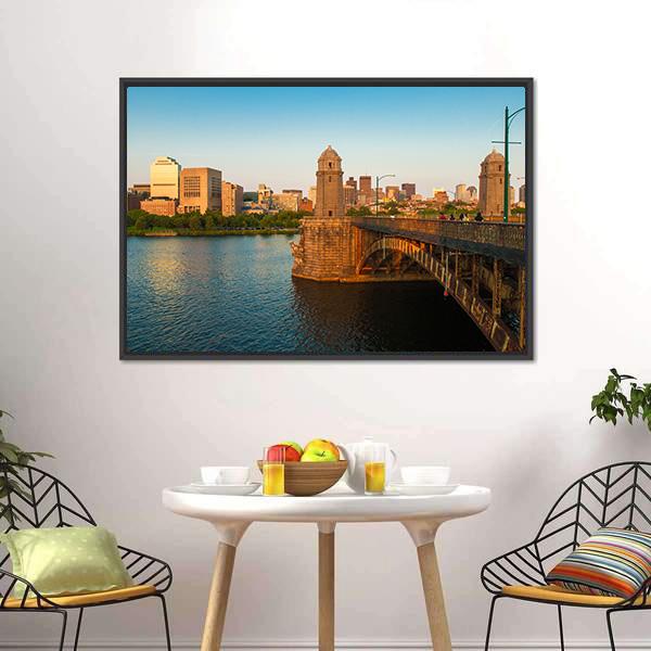 Boston's Longfellow Bridge Canvas Wall Art-3 Horizontal-Gallery Wrap-25" x 16"-Tiaracle