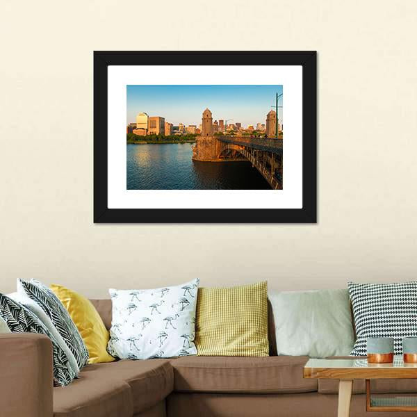 Boston's Longfellow Bridge Canvas Wall Art-3 Horizontal-Gallery Wrap-25" x 16"-Tiaracle