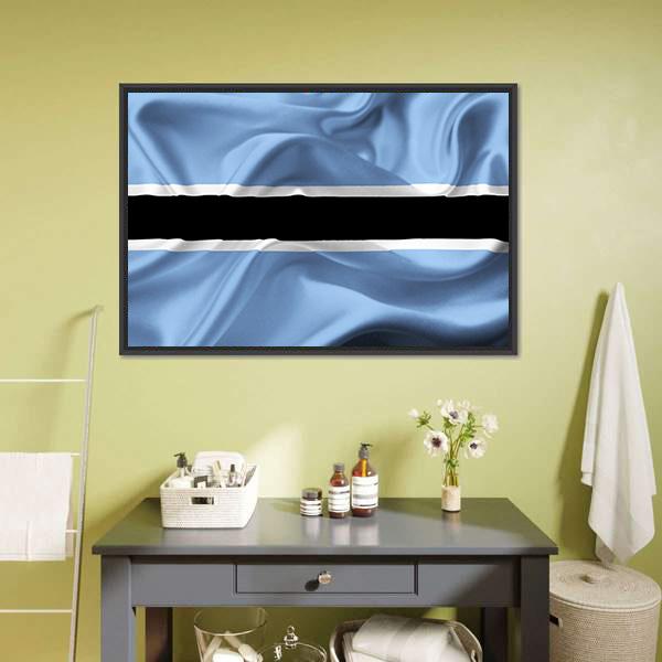 Botswana Waving Flag Canvas Wall Art-5 Horizontal-Gallery Wrap-22" x 12"-Tiaracle