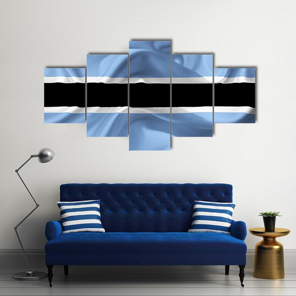 Botswana Waving Flag Canvas Wall Art-5 Star-Gallery Wrap-62" x 32"-Tiaracle