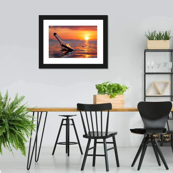 Bottle In Sea Canvas Wall Art-5 Horizontal-Gallery Wrap-22" x 12"-Tiaracle