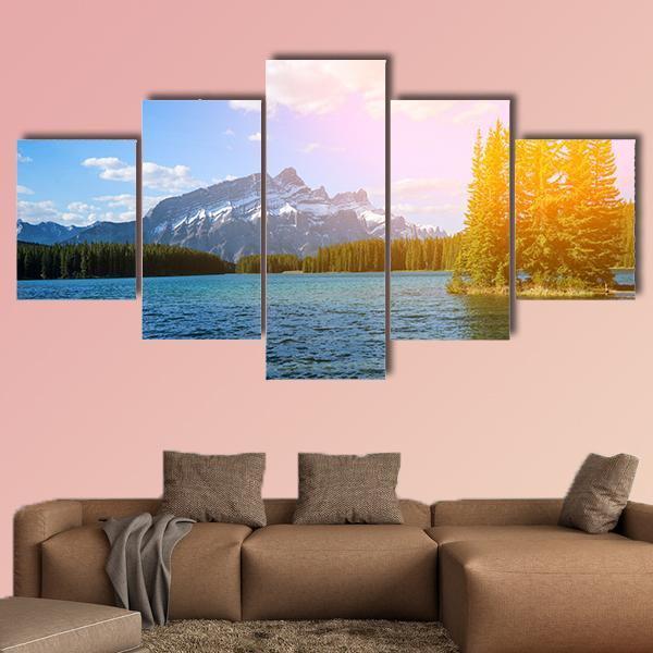 Bow River Valley Canvas Wall Art-5 Star-Gallery Wrap-62" x 32"-Tiaracle