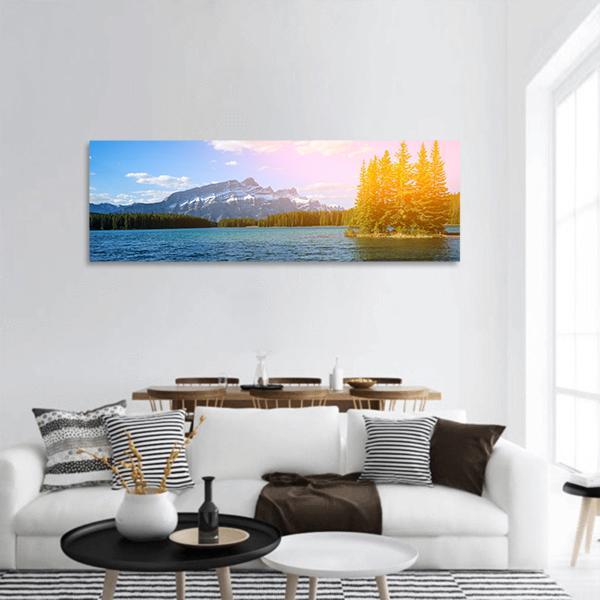 Bow River Valley Panoramic Canvas Wall Art-1 Piece-36" x 12"-Tiaracle