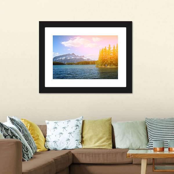Bow River Valley Panoramic Canvas Wall Art-1 Piece-36" x 12"-Tiaracle