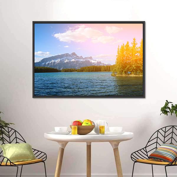 Bow River Valley Panoramic Canvas Wall Art-1 Piece-36" x 12"-Tiaracle