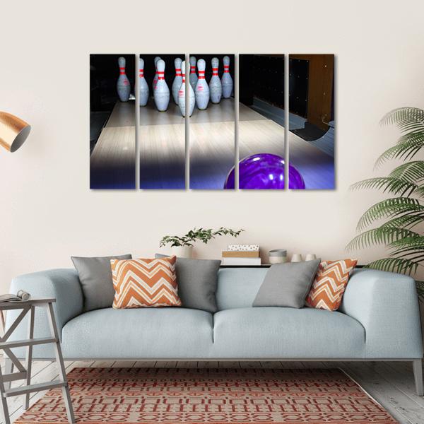 Bowling Ball And Pins Canvas Wall Art-5 Horizontal-Gallery Wrap-22" x 12"-Tiaracle