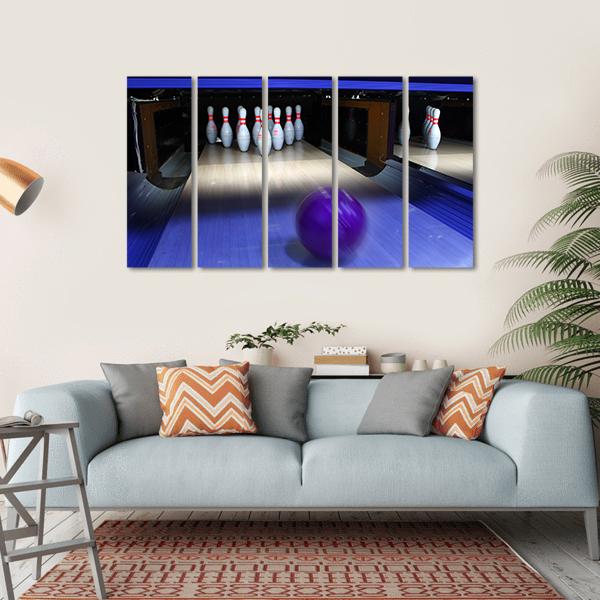 Bowling Ball & Pins Canvas Wall Art-5 Horizontal-Gallery Wrap-22" x 12"-Tiaracle