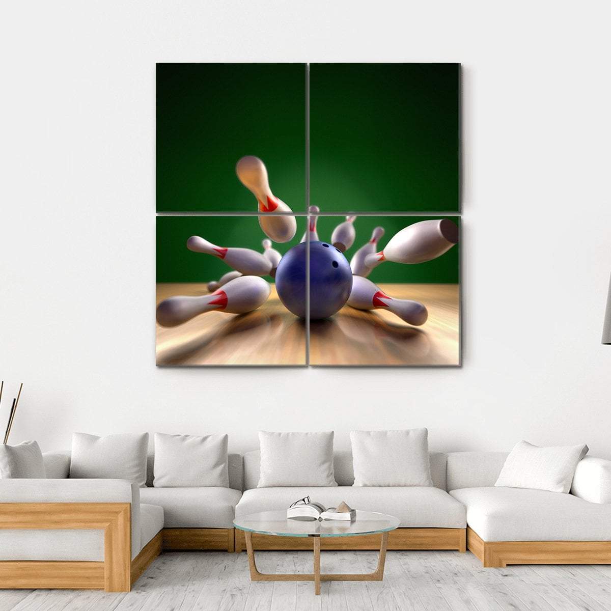 Perfect Bowling Strike Canvas Wall Art-4 Square-Gallery Wrap-17" x 17"-Tiaracle