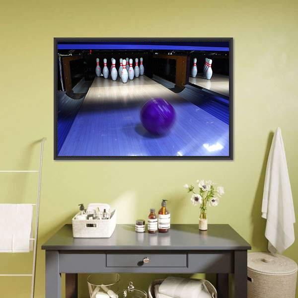 Bowling Ball & Pins Canvas Wall Art-5 Horizontal-Gallery Wrap-22" x 12"-Tiaracle
