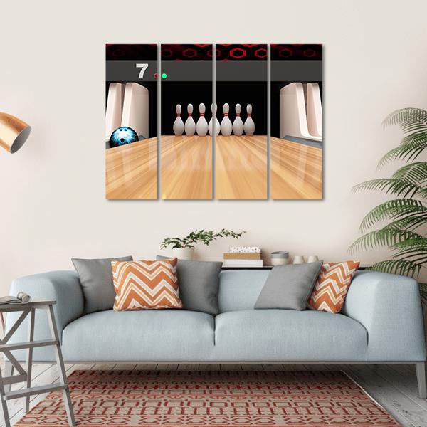 Bowling Pins On Wooden Lane Canvas Wall Art-4 Horizontal-Gallery Wrap-34" x 24"-Tiaracle
