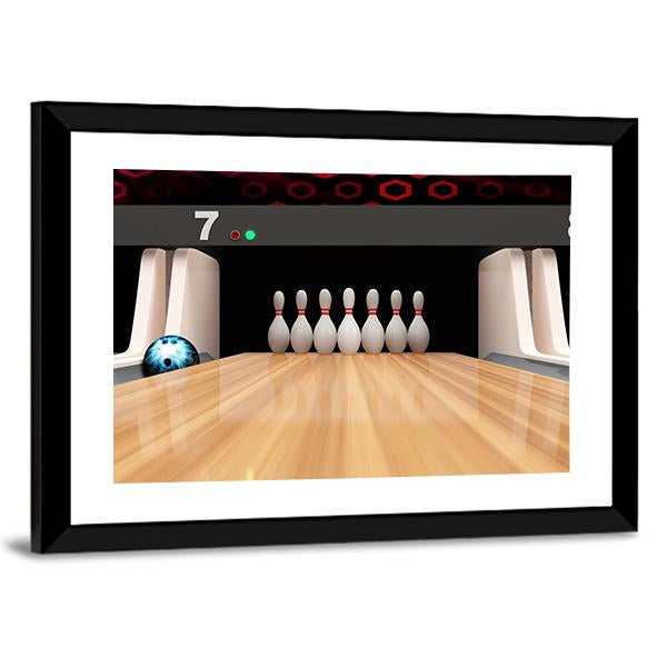 Bowling Pins On Wooden Lane Panoramic Canvas Wall Art-1 Piece-36" x 12"-Tiaracle
