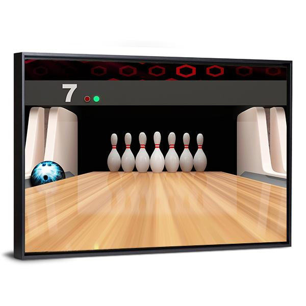 Bowling Pins On Wooden Lane Panoramic Canvas Wall Art-1 Piece-36" x 12"-Tiaracle