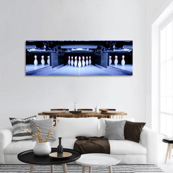 Bowling Pins Panoramic Canvas Wall Art-1 Piece-36" x 12"-Tiaracle